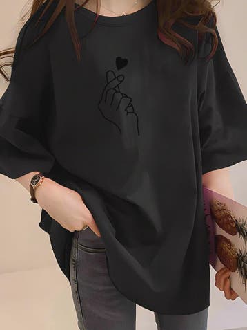 Zomer T-shirt Dames met Hart & Letter Print - Casual Loose F, Kleding | Dames, Verzenden, Nieuw