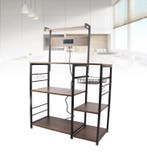 Keukenrek Hout en Staal– Multifunctioneel Magnetronrek 90 cm, Verzenden, Nieuw