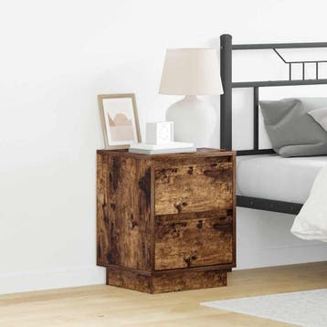 vidaXL Nachtkastje 2 st Gerookt eiken 39 x 34,5 x 50 cm, Minder dan 45 cm, Verzenden, Nieuw, Minder dan 55 cm