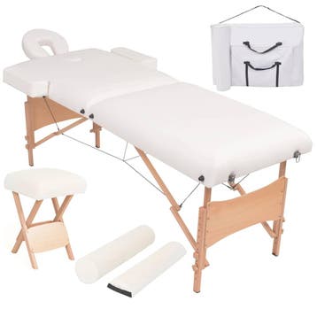 vidaXL Massagetafel- en krukset inklapbaar 2 zones 10 cm dik, Sport en Fitness, Verzenden, Nieuw