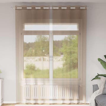 vidaXL Gordijnen voile met doorvoertules 2 st lichtbruin, Verzenden, Nieuw, Bruin