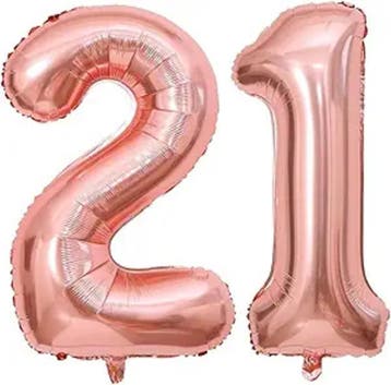 Finally 21 set met diadeem en sjerp deLuxe rosé goud glitter, Ophalen of Verzenden, Nieuw, Versiering, Verjaardag