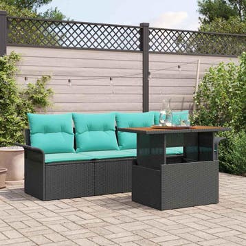 vidaXL Tuin Sofa Set met opslag 5 pcs Zwart Poly riet, Tuin en Terras, Tuinsets en Loungesets, Verzenden, Nieuw, Rotan, 5 zitplaatsen