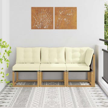 vidaXL 3 st Outdoor Midden- en Hoeksalon Wit, Verzenden, Nieuw, 3 zitplaatsen