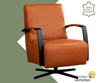 Leren draaifauteuil Mood - Rancho Cognac (cognac) -, Nieuw, Ophalen of Verzenden, 50 tot 75 cm, Industrieel, Modern