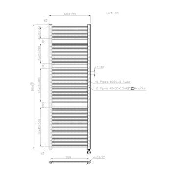 Elektrische Badkamer 1800x600mm radiator Best-Design Wit, Ophalen of Verzenden, Nieuw