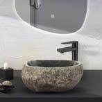 Waskom BWS Stone Rond 35x15x12 cm Riviersteen Grijs, Ophalen of Verzenden, Nieuw