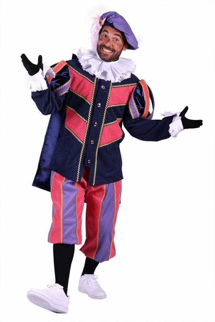 Pietenpak Pamplona Rib Blauw-Paars-Roze - L, Diversen, Sinterklaas, Verzenden