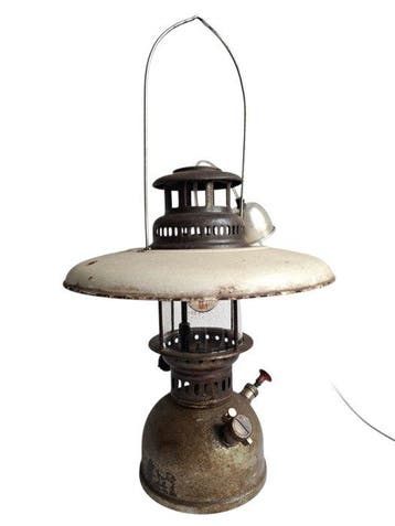 Volcano - Plafondlamp - Petromax-stijl - Staal, Messing,
