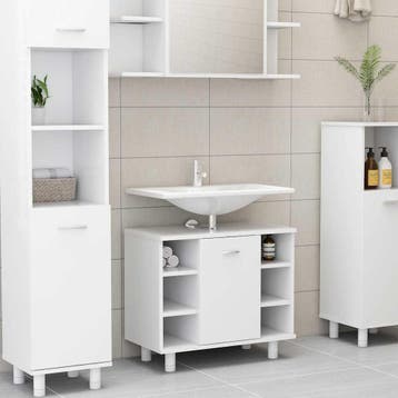 vidaXL Badkamerkast 60x32x53,5 cm bewerkt hout wit, Verzenden, Nieuw, (Half)hoge kast, Minder dan 100 cm