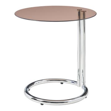 Bijzettafel Ylivieska rond 46x45 cm chroom en amberkleurig g, Verzenden, Nieuw