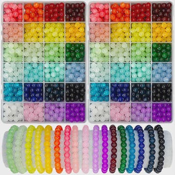 24 Kleuren 8mm Kristal Kralen Set voor Sieraden Maken - DIY, Verzenden, Nieuw