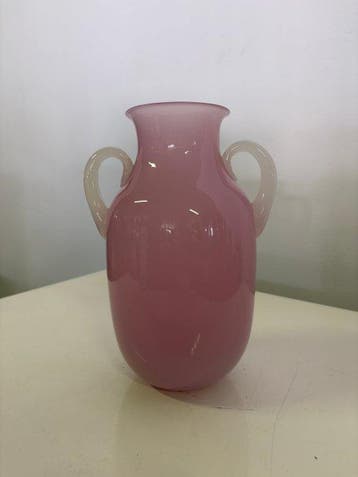 Vaas - Muranoglas - Vintage roze en wit, Antiek en Kunst, Antiek | Glas en Kristal