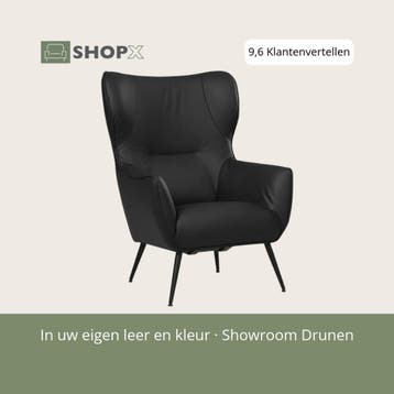 Leren fauteuil Flair - Toledo Nero (zwart), Huis en Inrichting, Eigentijds, Modern, Retro, Romantisch, Nieuw, Ophalen of Verzenden
