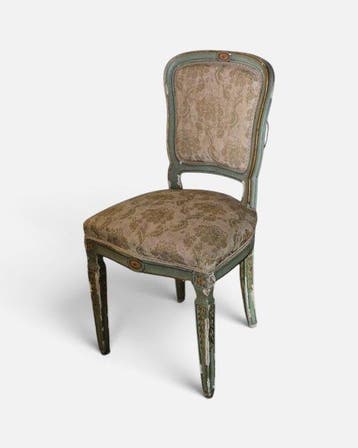 Stoel - Hout, Damask zijde - Venetiaanse beschilderde stoel.