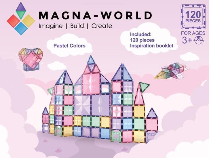 Magna-World® Pastel 120 stukjes | Magnetische bouwstenen, Kinderen en Baby's, Speelgoed | Bouwstenen, Nieuw, Overige merken, Verzenden