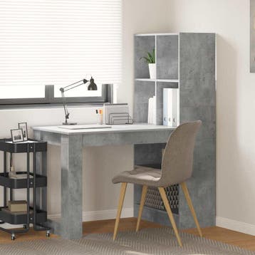 vidaXL Bureau Beton Grijs Bewerkt hout 122 x 67 x 145 cm, Verzenden, Nieuw