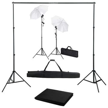 vidaXL Fotostudioset met achtergrond, lampen en paraplus, Verzenden, Nieuw