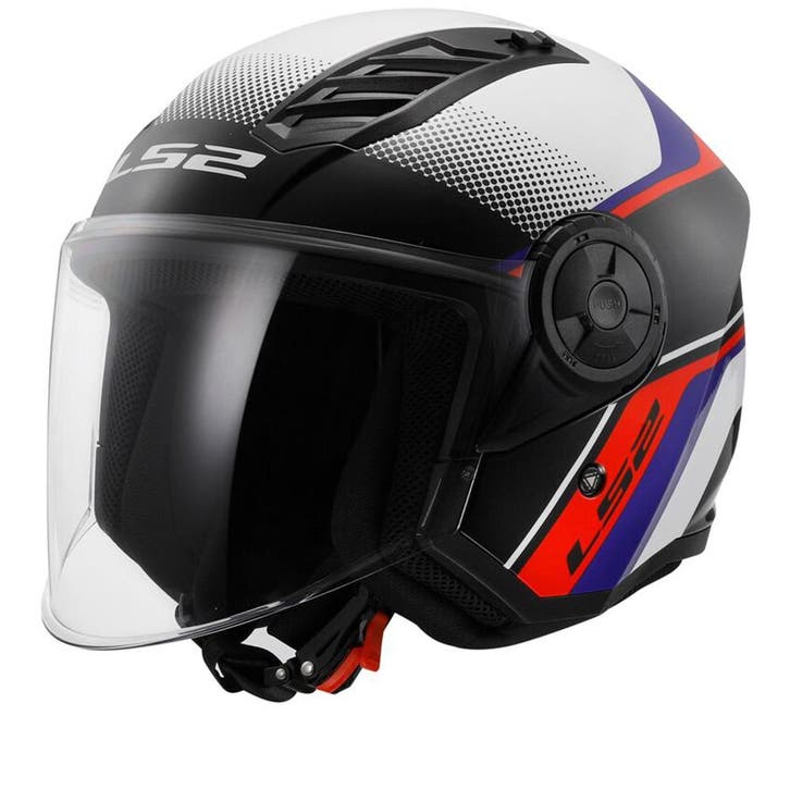 LS2 OF616 Airflow II Rush Wit Blauw Rood Jethelm, Motoren, Kleding | Motorhelmen, Jethelm, Heren, 3XL of groter, Nieuw met kaartje