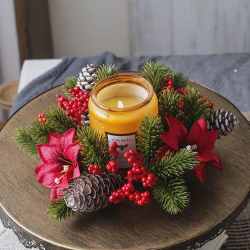 Kerstkrans met Kunstbessen, Dennenappels en Kaarsenring - Sf, Verzenden, Nieuw