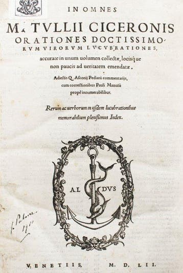 Cicerone / Manuzio - Orationes - 1552