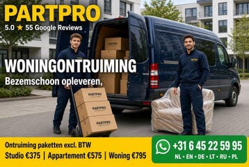 Woningontruiming Bezemschoon opleveren `snel scherp geprijsd, Inpakservice, Opslag