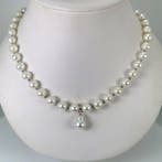 Halsketting Zilver Parel - Parel - Akoya-SSP 8x10MM, Nieuw