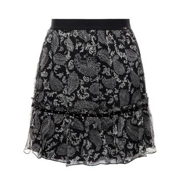 Liu Jo • korte zijden rok in zwart wit • 38 (IT44), Kleding | Dames, Rokken, Maat 38/40 (M), Verzenden, Liu Jo, Zwart