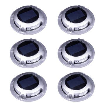 Set 6 stuks Solar Decklight RVS Tuinverlichting, Tuin en Terras, Verzenden, Nieuw