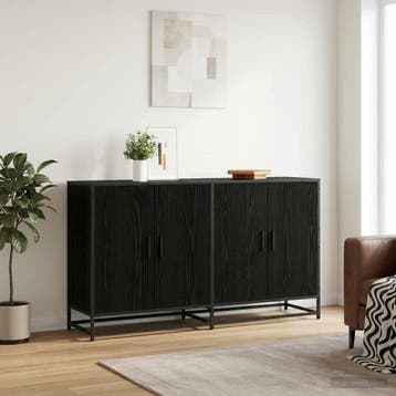 vidaXL Dressoir Zwart eiken 134 x 35 x 76 cm Bewerkt hout, Verzenden, Nieuw, Overige houtsoorten, Minder dan 50 cm