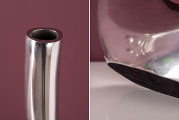 Moderne vaas WAVE 47cm zilver aluminium gepolijst decoratie, Ophalen of Verzenden, Nieuw