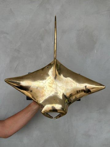 sculptuur, NO RESERVE PRICE - Polished Bronze Manta Ray