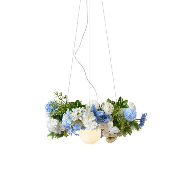 Bohemian hanglamp zwart met gekleurde bloemen blauw en wit, Verzenden, Nieuw, Metaal