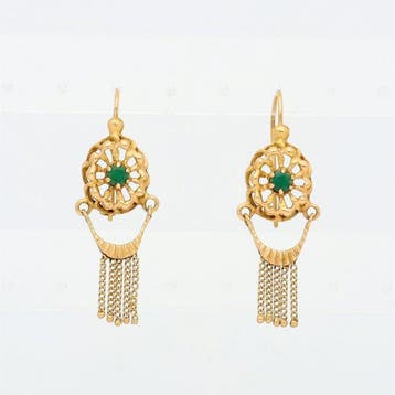 Oorbellen - 18 karaat Geel goud - Smaragd, Sieraden, Tassen en Uiterlijk, Oorbellen, Nieuw