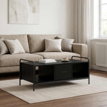 vidaXL Salontafel Zwart eiken 99,5 x 49 x 41 cm Bewerkt hout, Huis en Inrichting, Verzenden, Nieuw, Overige houtsoorten, Minder dan 50 cm