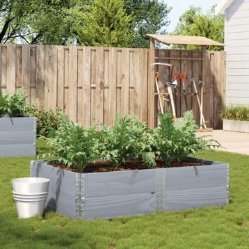 vidaXL Plantenbak 150x100 cm massief grenenhout grijs, Verzenden, Nieuw, Hout
