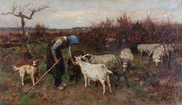 Willem Hendrik van der Nat (1864–1929) - Gieten voeren, Antiek en Kunst, Kunst | Schilderijen | Klassiek