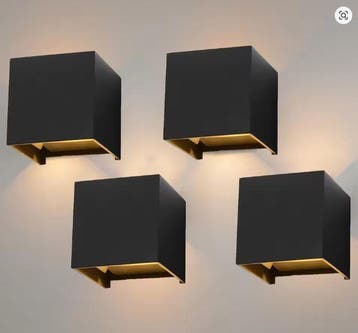 4x Kubus Wandlamp LED – Aluminium, 7W, Warm Licht, Huis en Inrichting, Verzenden, Nieuw