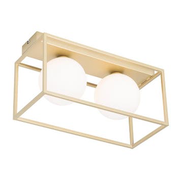 Design plafondlamp goud met wit glas 2-lichts - Aniek, Verzenden, Nieuw