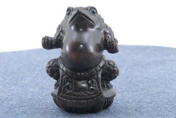 Japanse houten antieke netsuke kikker Sumo-vechter