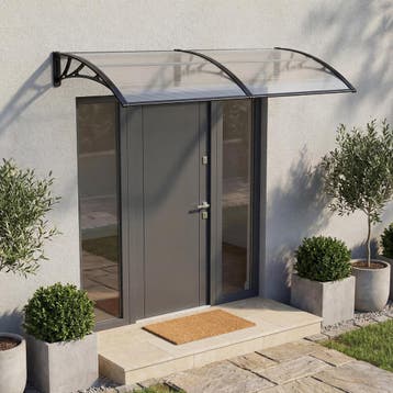 [en.casa] Deurluifel Mellerud afdak 240x80 cm transparant en, Verzenden, Nieuw
