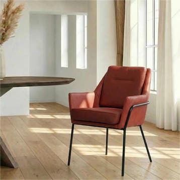 Leren eetkamerstoel Mix Duo - Kenia Burgundy en Toledo, Huis en Inrichting, Stoelen, Ophalen of Verzenden, Nieuw, Leer, Bohemian, Industrieel, Modern, Scandinavisch