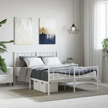 vidaXL Bedframe met hoofd- en voeteneinde metaal wit 120x200, Huis en Inrichting, Slaapkamer | Bedden, Verzenden, Wit, Nieuw, Twijfelaar