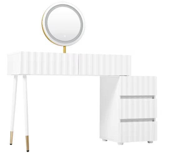 Witte kaptafel met LED-verlichting en ruime opberglades, Huis en Inrichting, Tafels | Kaptafels, Nieuw, Verzenden