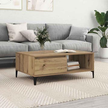 vidaXL Salontafel artisanaal eikenkleurig 90 x 60 x 35 cm, Verzenden, Nieuw, Overige houtsoorten, 50 tot 100 cm