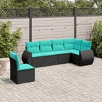 vidaXL 6-delige tuinbankset met kussens van zwart polyrotan, Verzenden, Nieuw