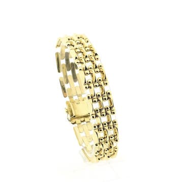 Gouden tankschakel armband, Ophalen of Verzenden, Gebruikt, Goud, Goud