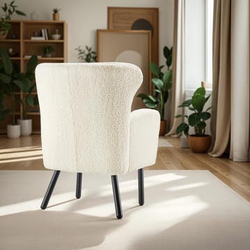 Fauteuil Vänersborg, dik gestoffeerd, met bouclé-bekleding, Verzenden, Nieuw