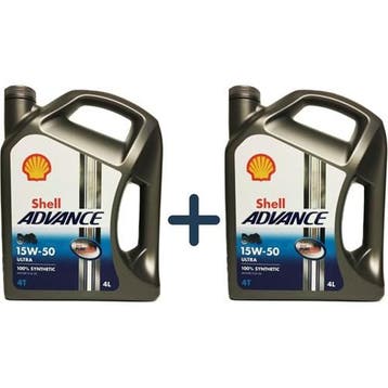 Shell Aanbieding: 2 X Advance 4T Ultra 15W50 4L, Verzenden