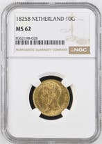 Gouden Koning Willem I 10 Gulden 1825 Brussel MS62 NGC, Verzenden, Goud, Koning Willem I, Losse munt